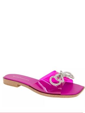BCBGeneration Laffi Rhinestone Bow Slide Sandals